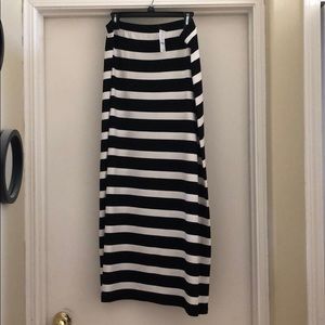 Black and white striped maxi skirt